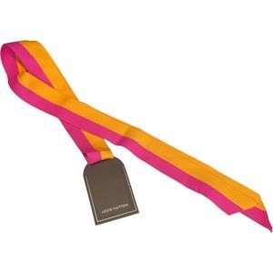 Louis Vuitton Bright Pink and Orange Gift Ribbon with Paper Tag Authentic